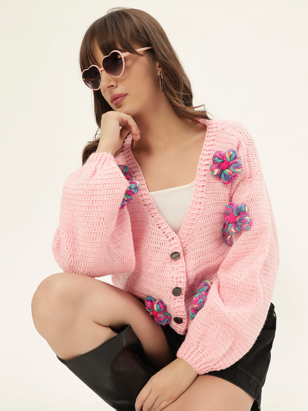 Metta Multipink Daisy cardigan
