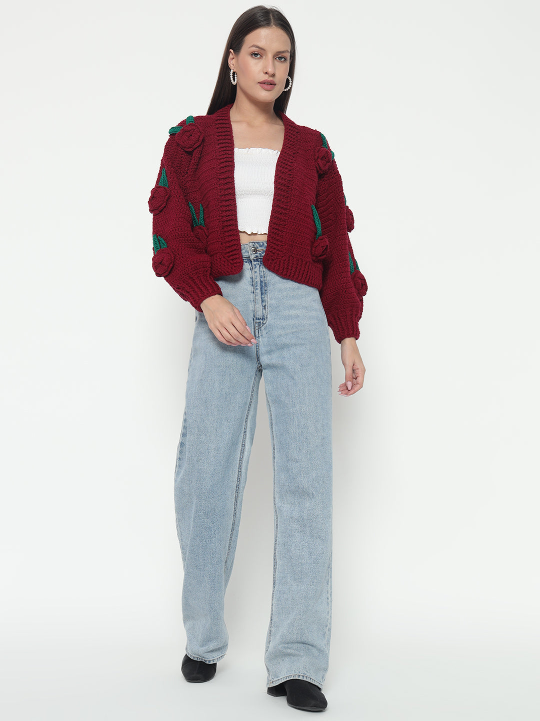 Maroon Rose Cardigan