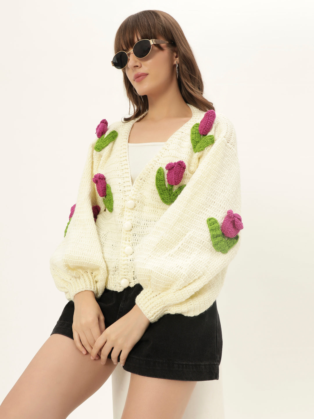 Dutch Flower Cardigan - Cream