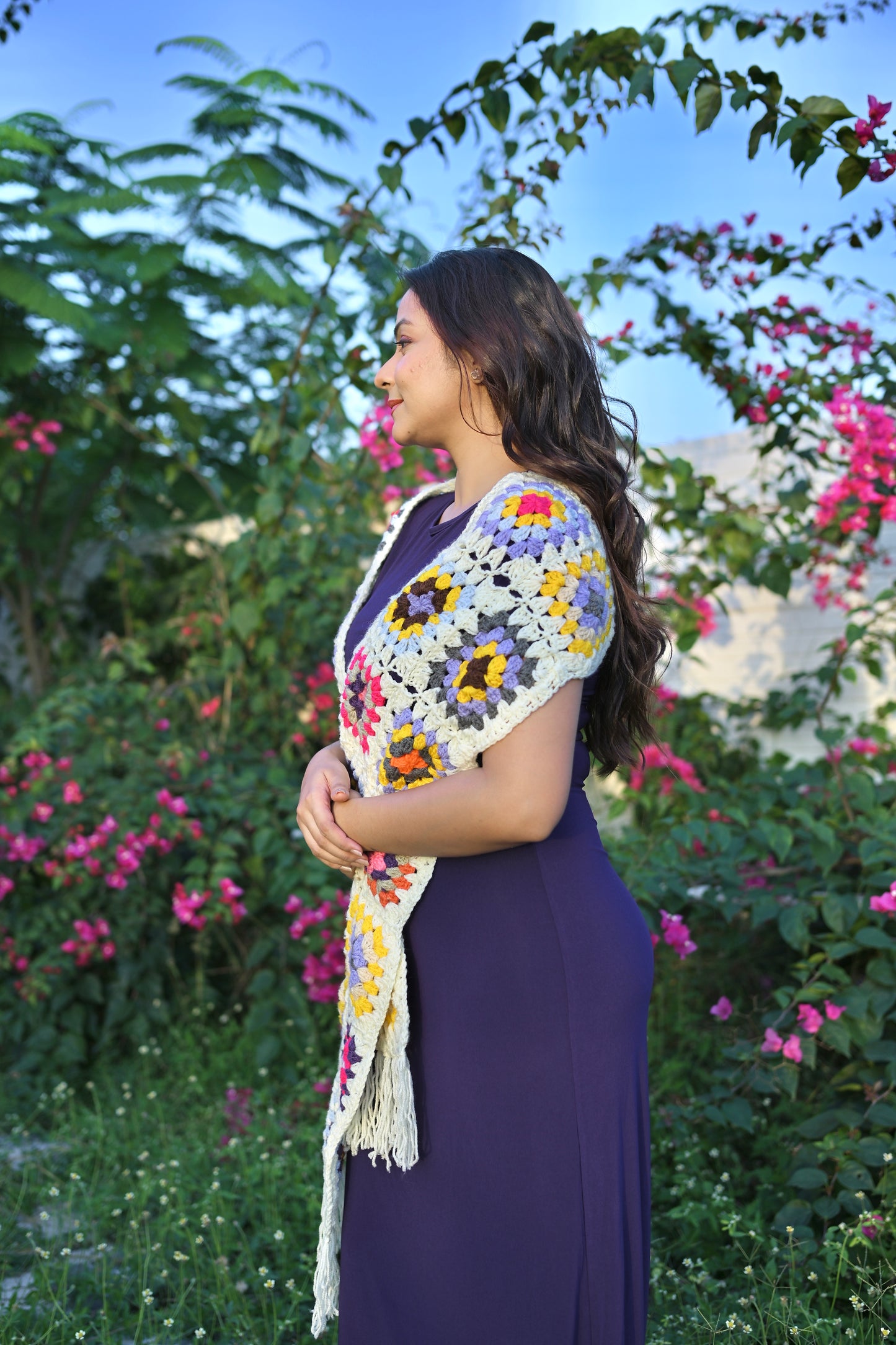 Snow granny Square Scarf
