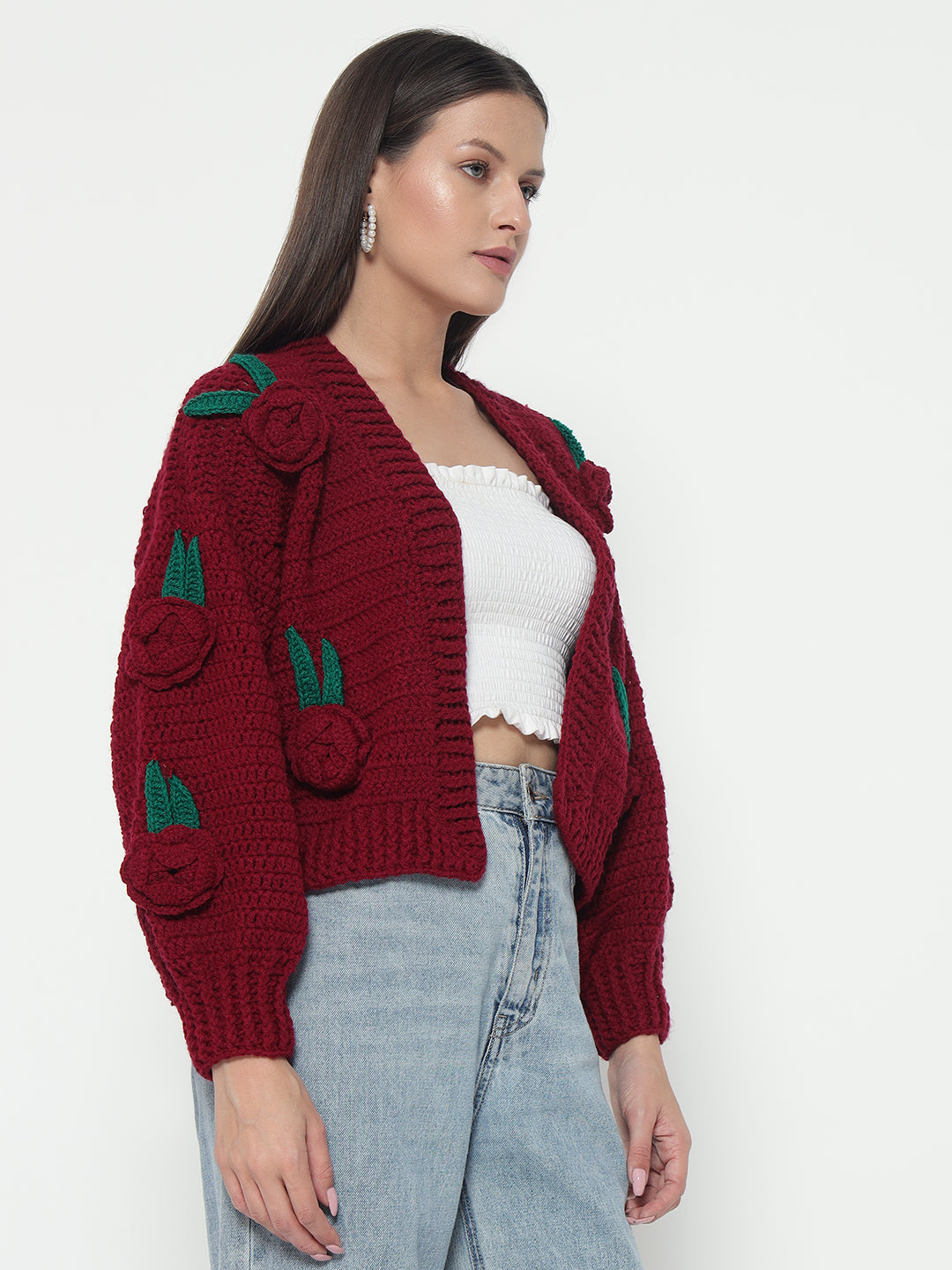 Maroon Rose Cardigan