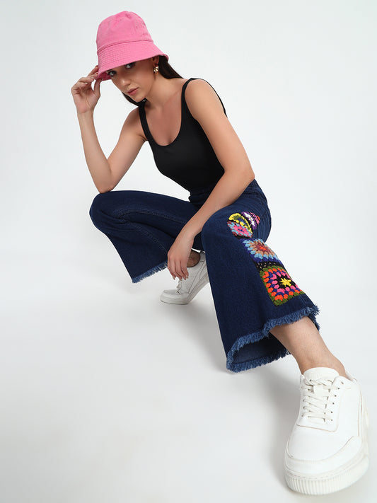 Side Granny Square Jeans