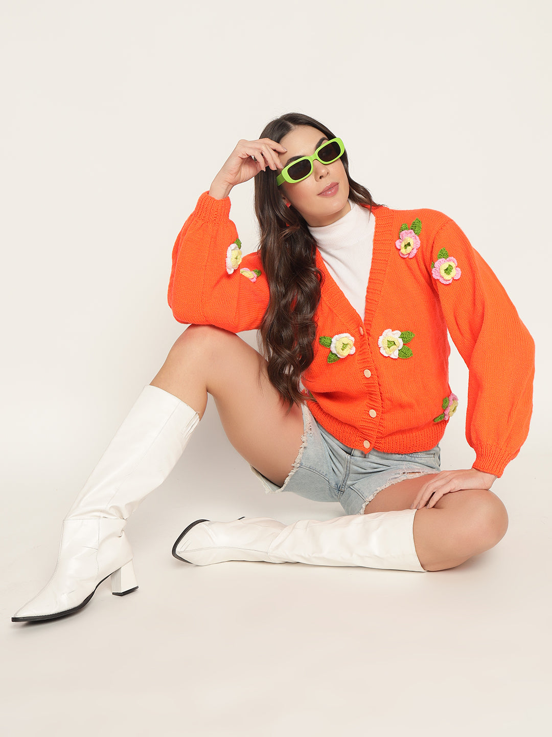 Sarah Orange Cardigan - Main Image