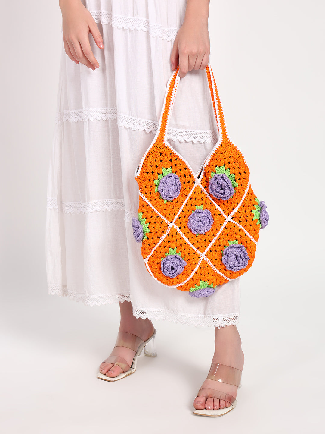 Lara Crochet Handmade Bag - OrangePurple