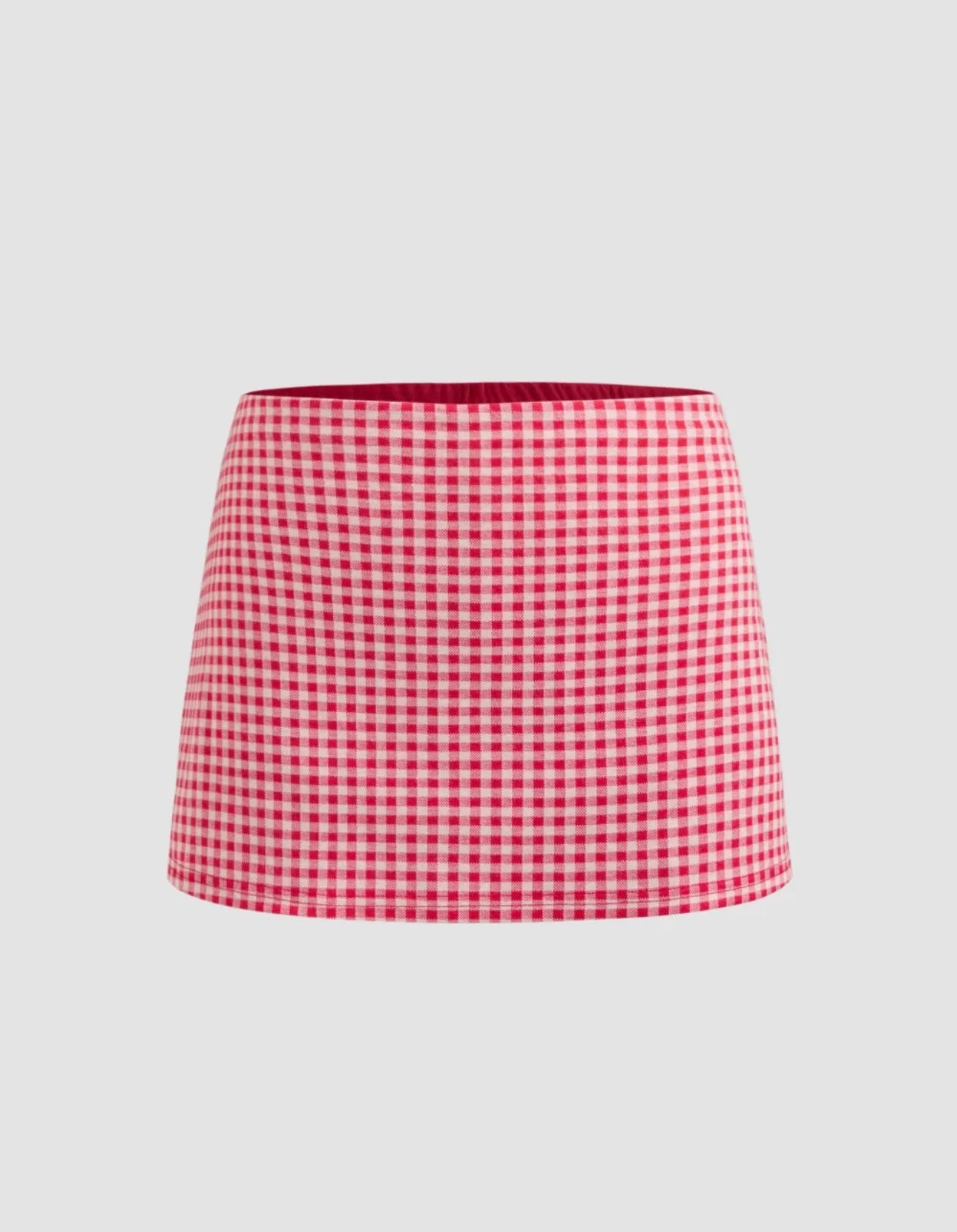 Red midi Ghingham Skort
