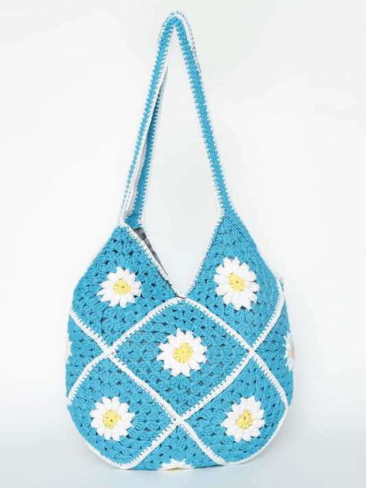 Lina Crochet Handmade Handbag - BlueWhite