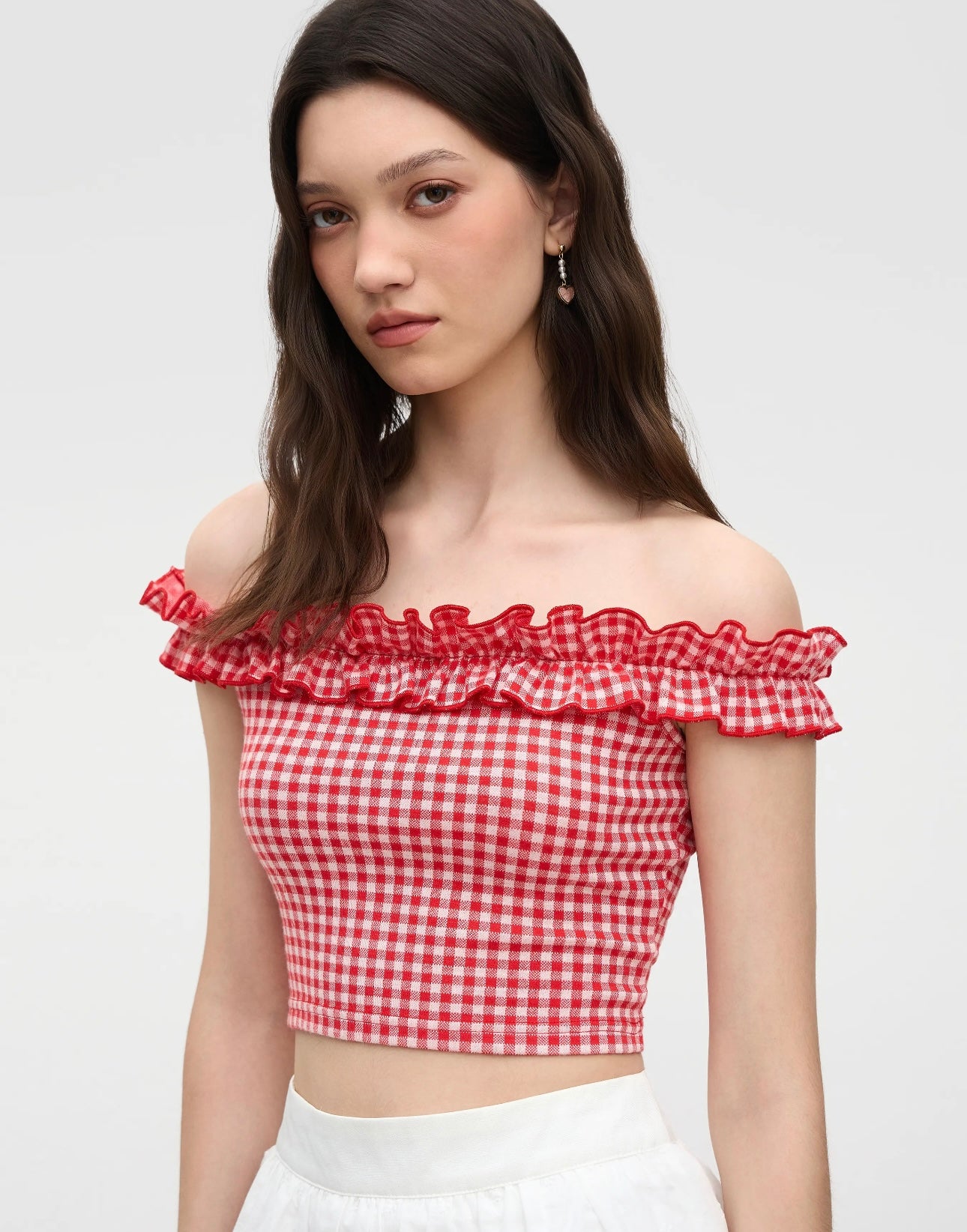 Off Shoulder Gingham crop top