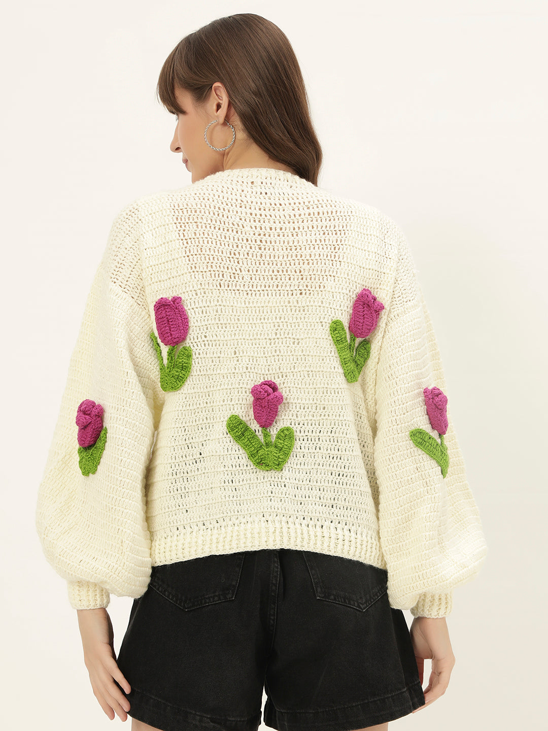 Dutch Flower Cardigan - Cream
