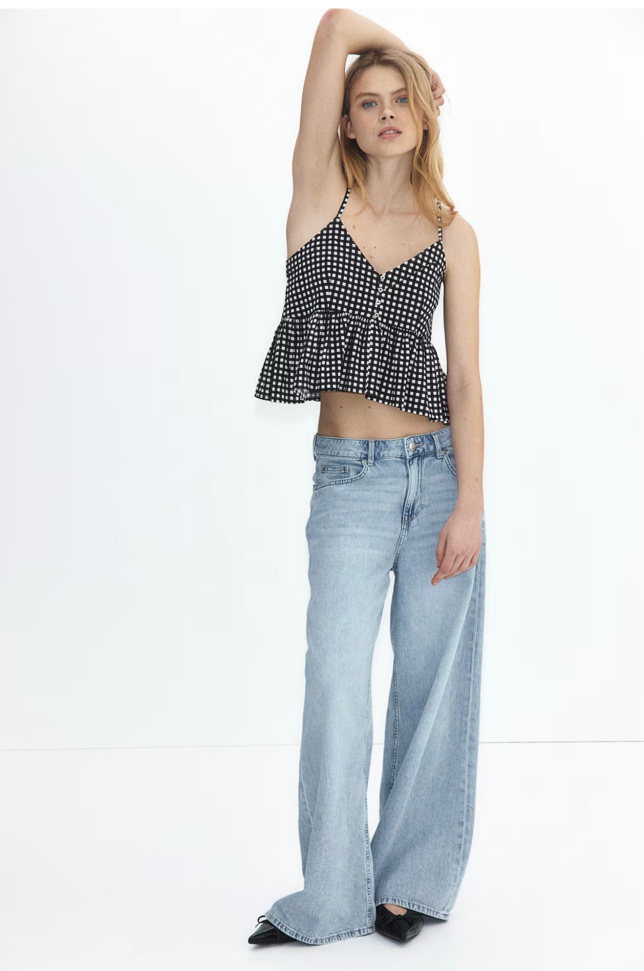 B-Ghingham Peplum Top