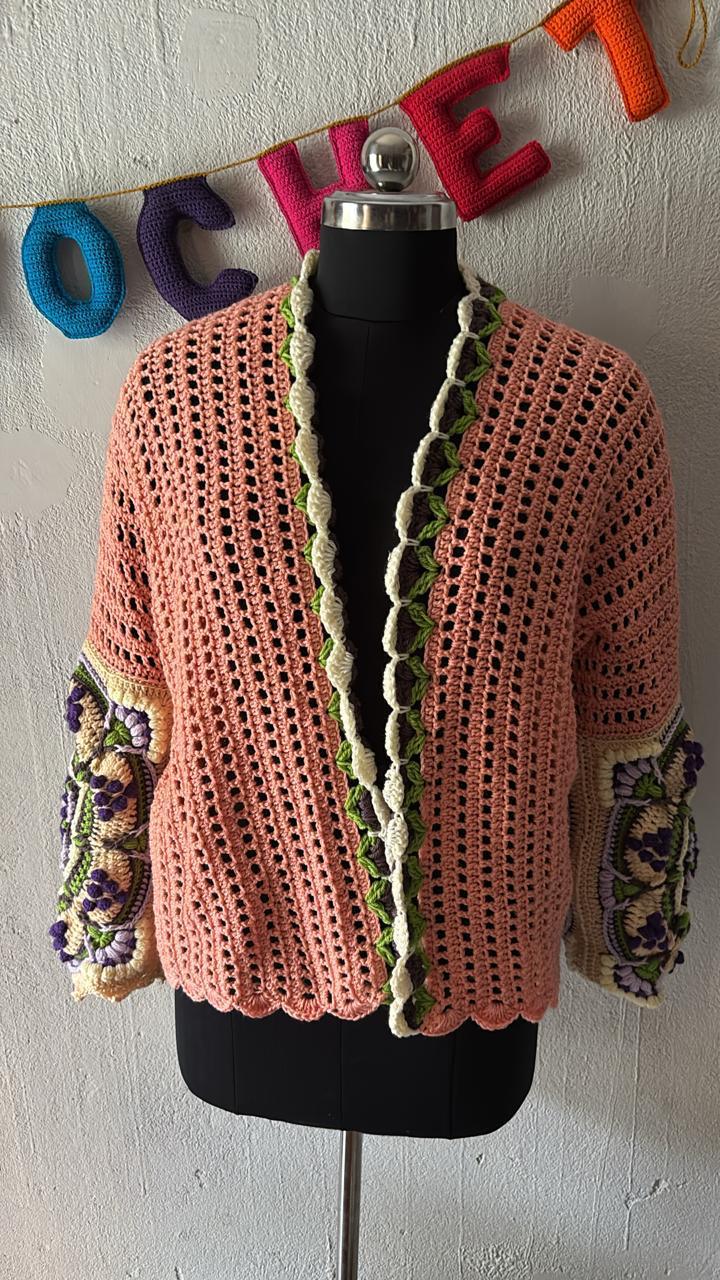 Intarsia Cardigan - Peach