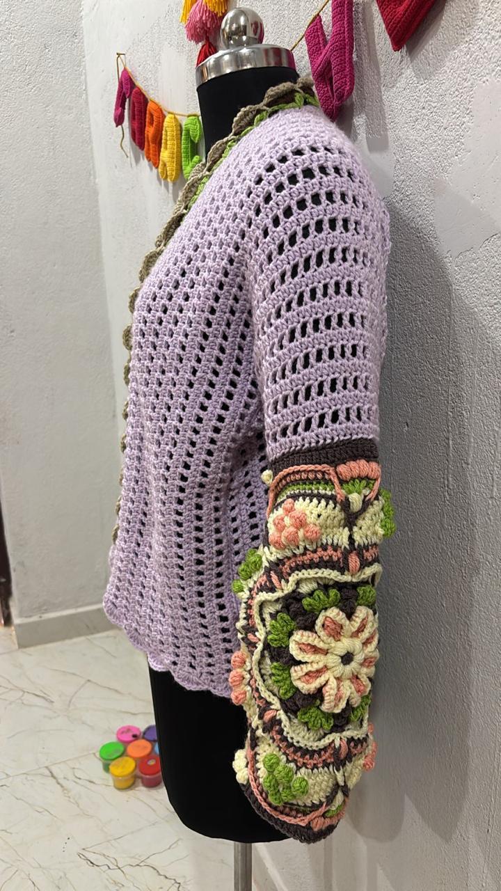 Intarsia Cardigan - Lilac