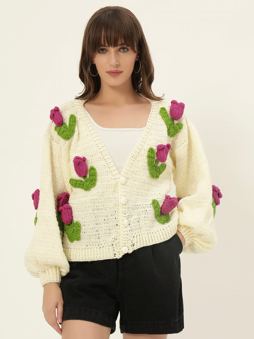 Dutch Flower Cardigan - Cream