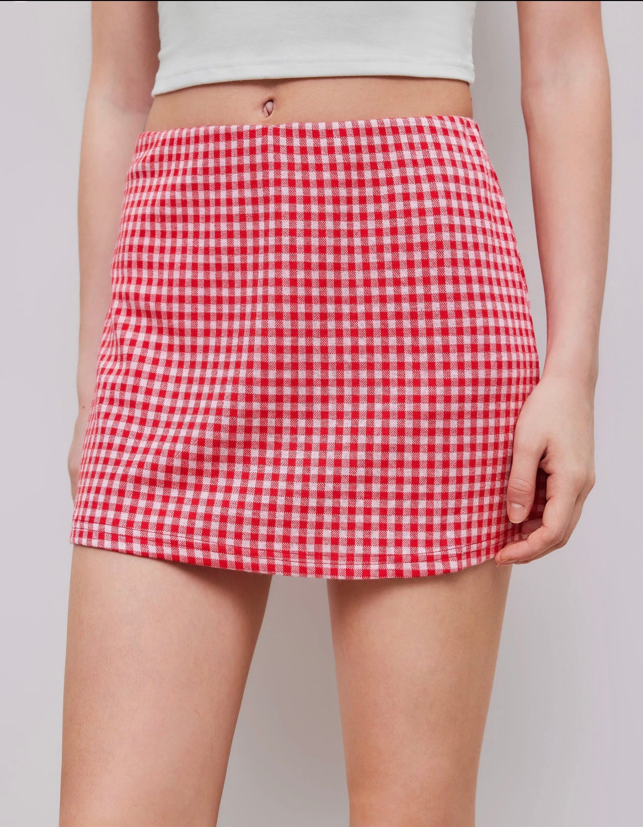 Red midi Ghingham Skort