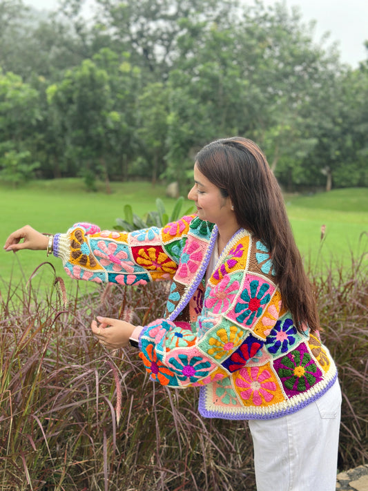 Berry MultiPatch Handmade Cardigan