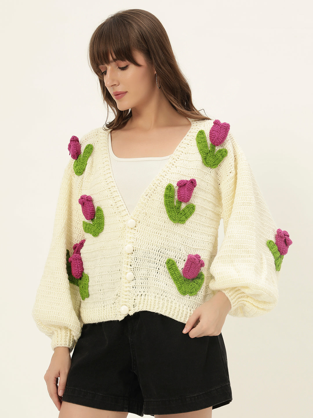 Dutch Flower Cardigan - Cream
