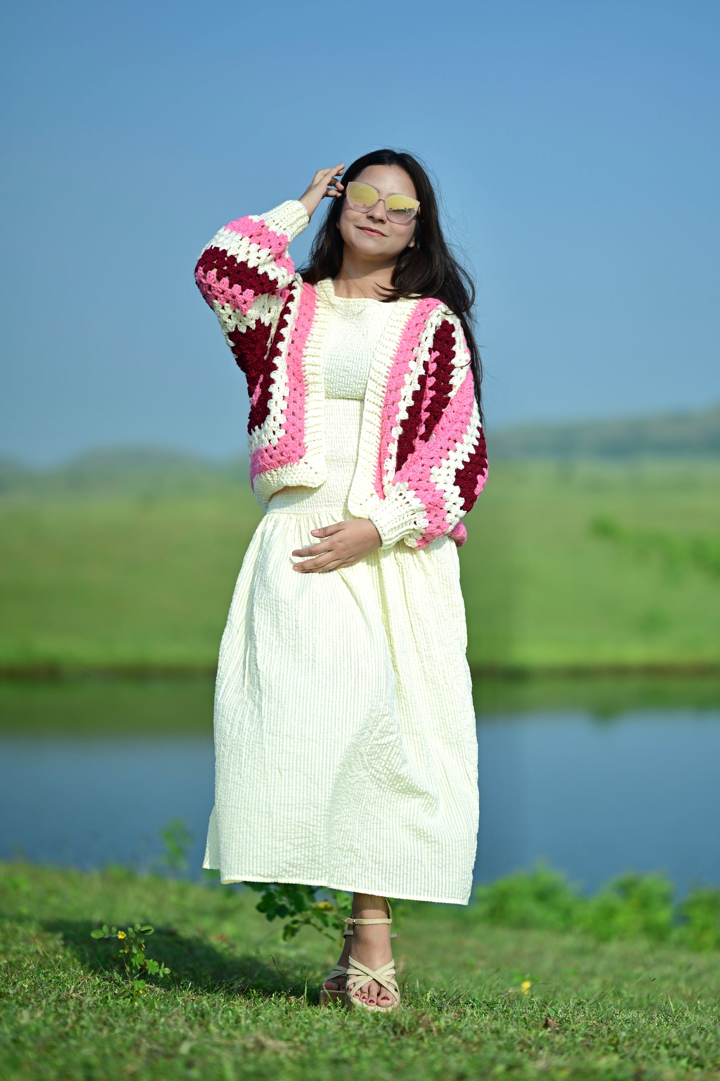 Cozy Pearl Cardigan - Pink Maroon