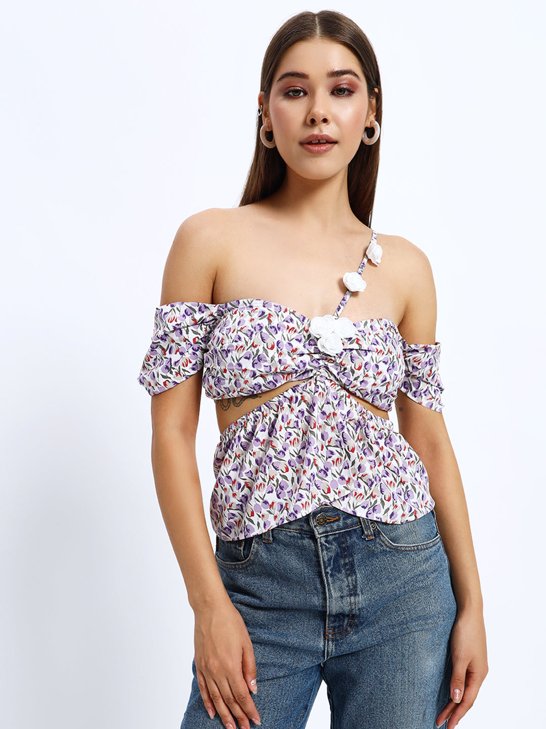Korean Lilic Floral Top