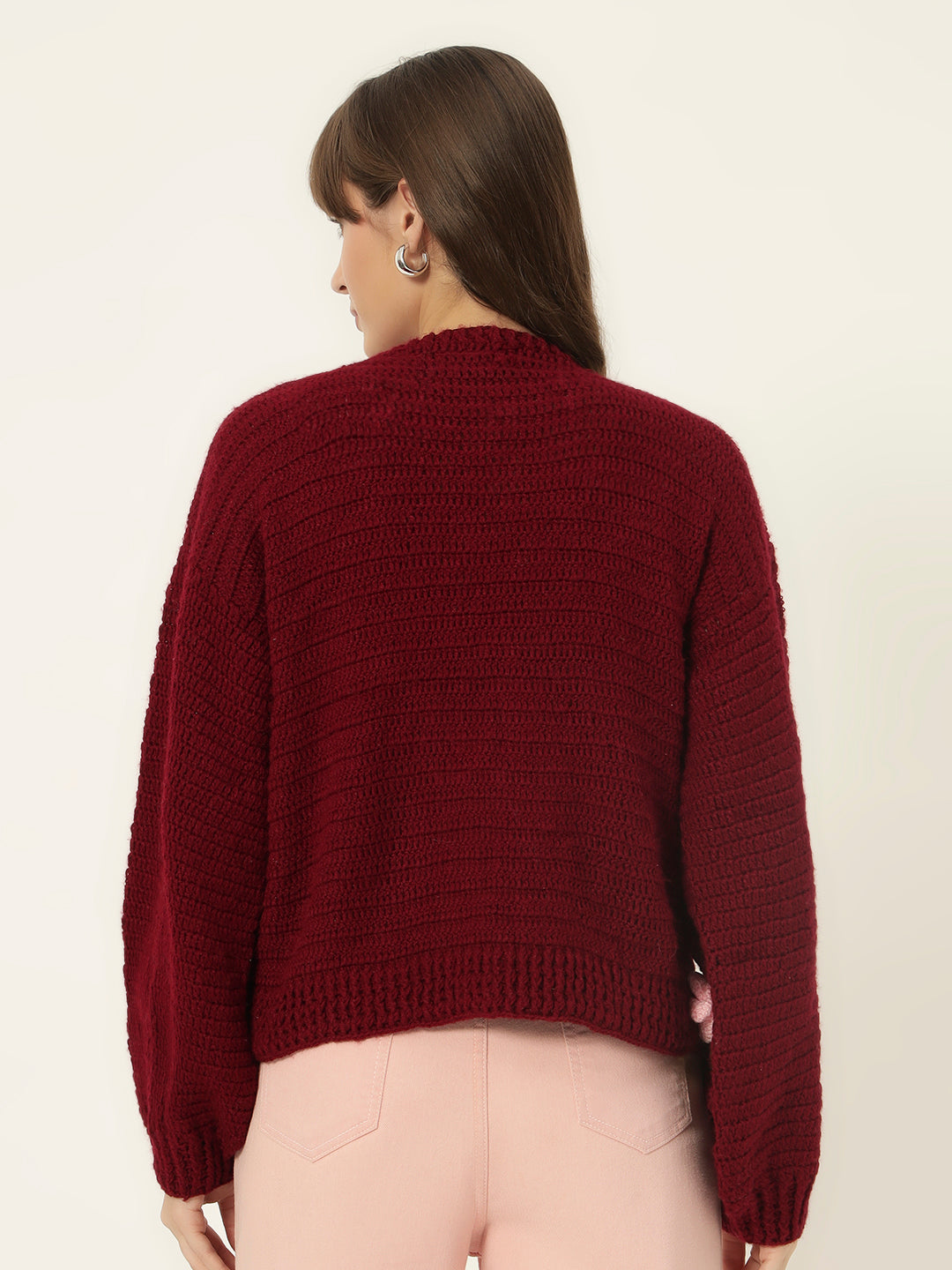 Dutch Flower Cardigan - Maroon