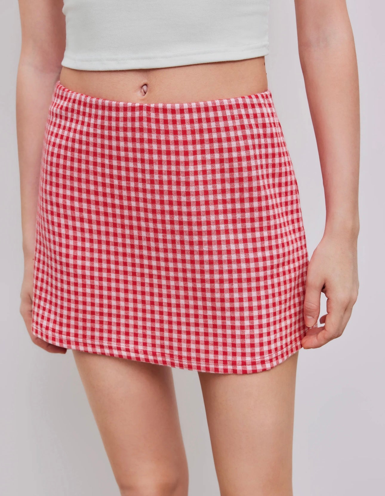 Red midi Ghingham Skort