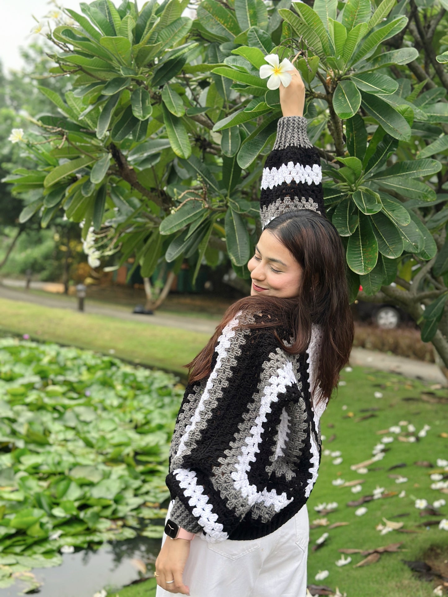 Artie Bohemian Handmade Cardigan - Black Grey