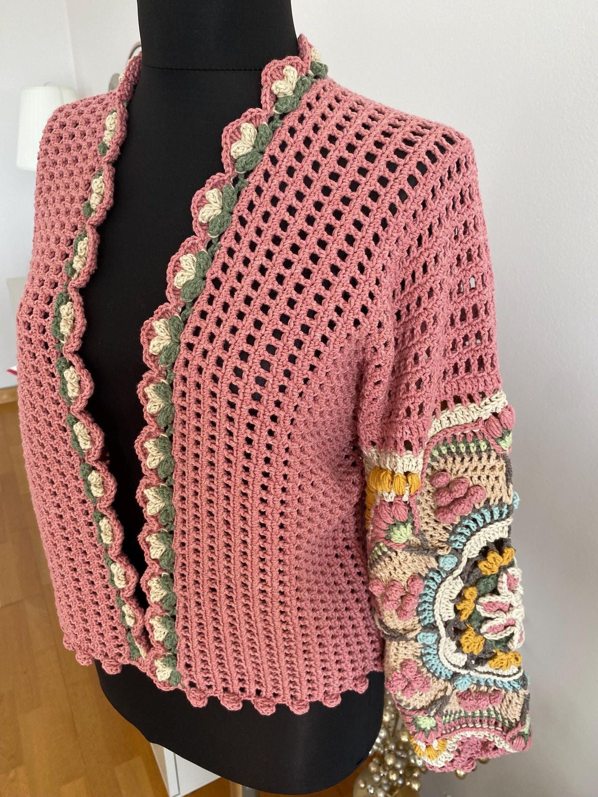 Intarsia Cardigan - Peach