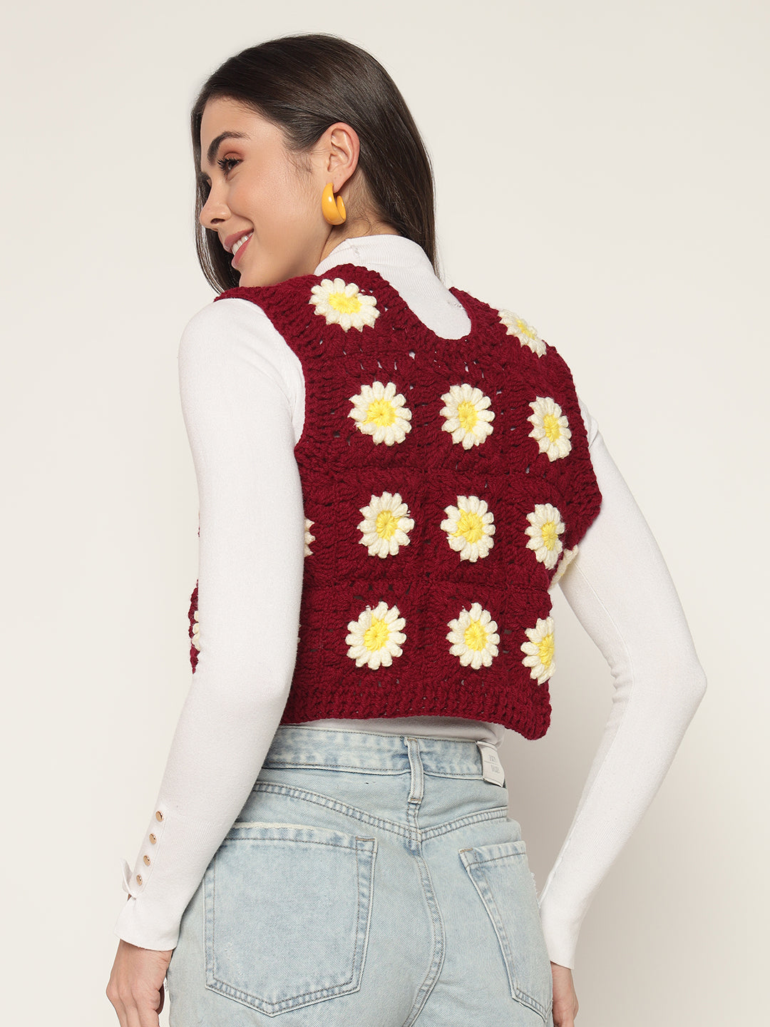 Maroon Daisy Vest