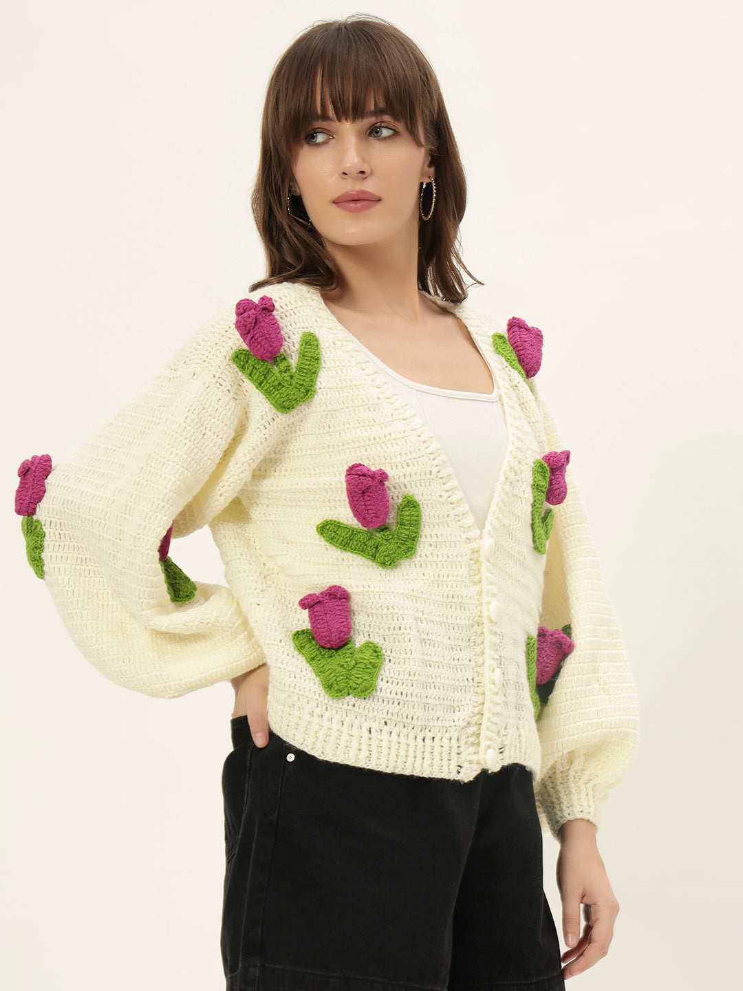 Dutch Flower Cardigan - Cream