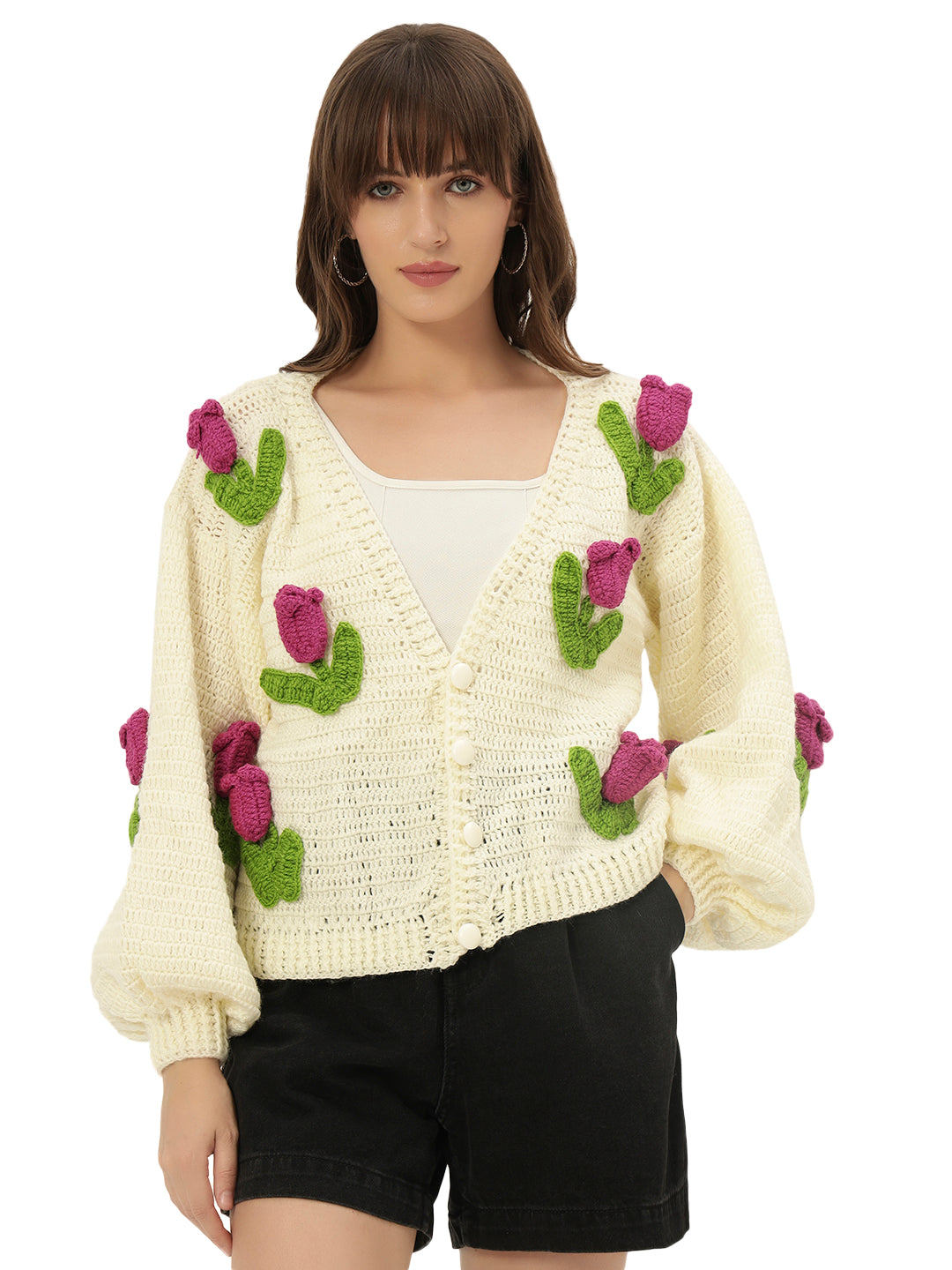 Dutch Flower Cardigan - Cream