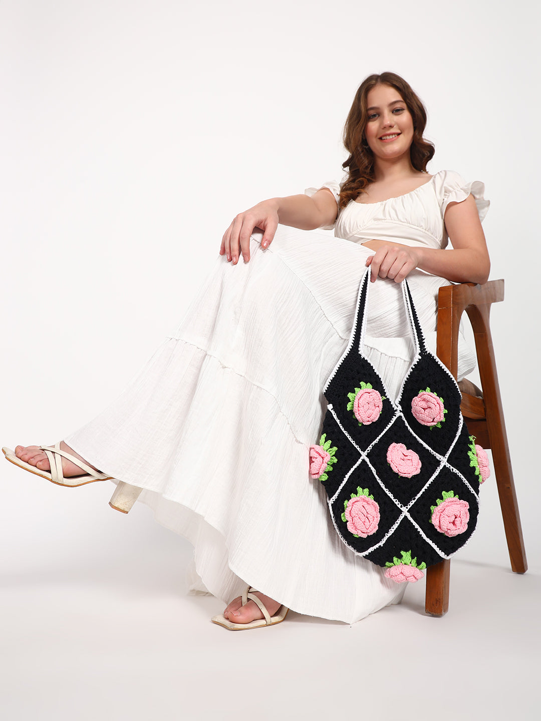 Midnight Bloom Crochet Handmade Bag