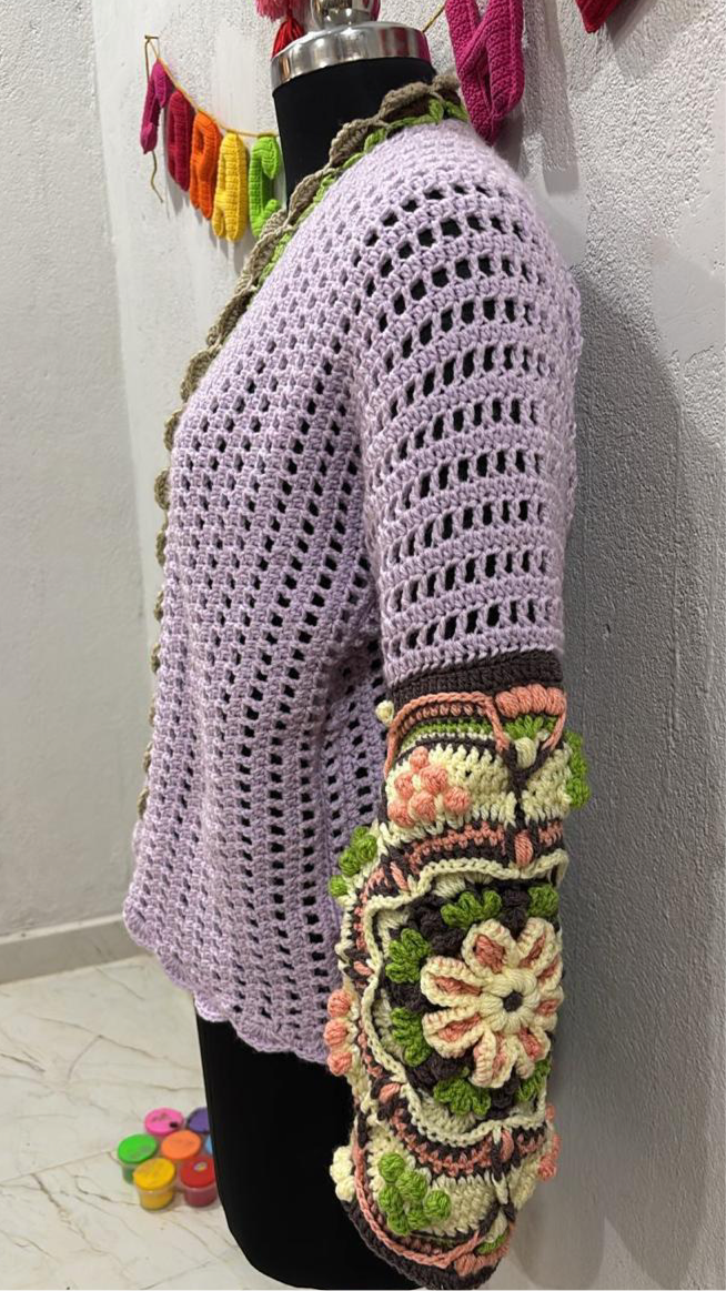 Intarsia Cardigan - Lilac