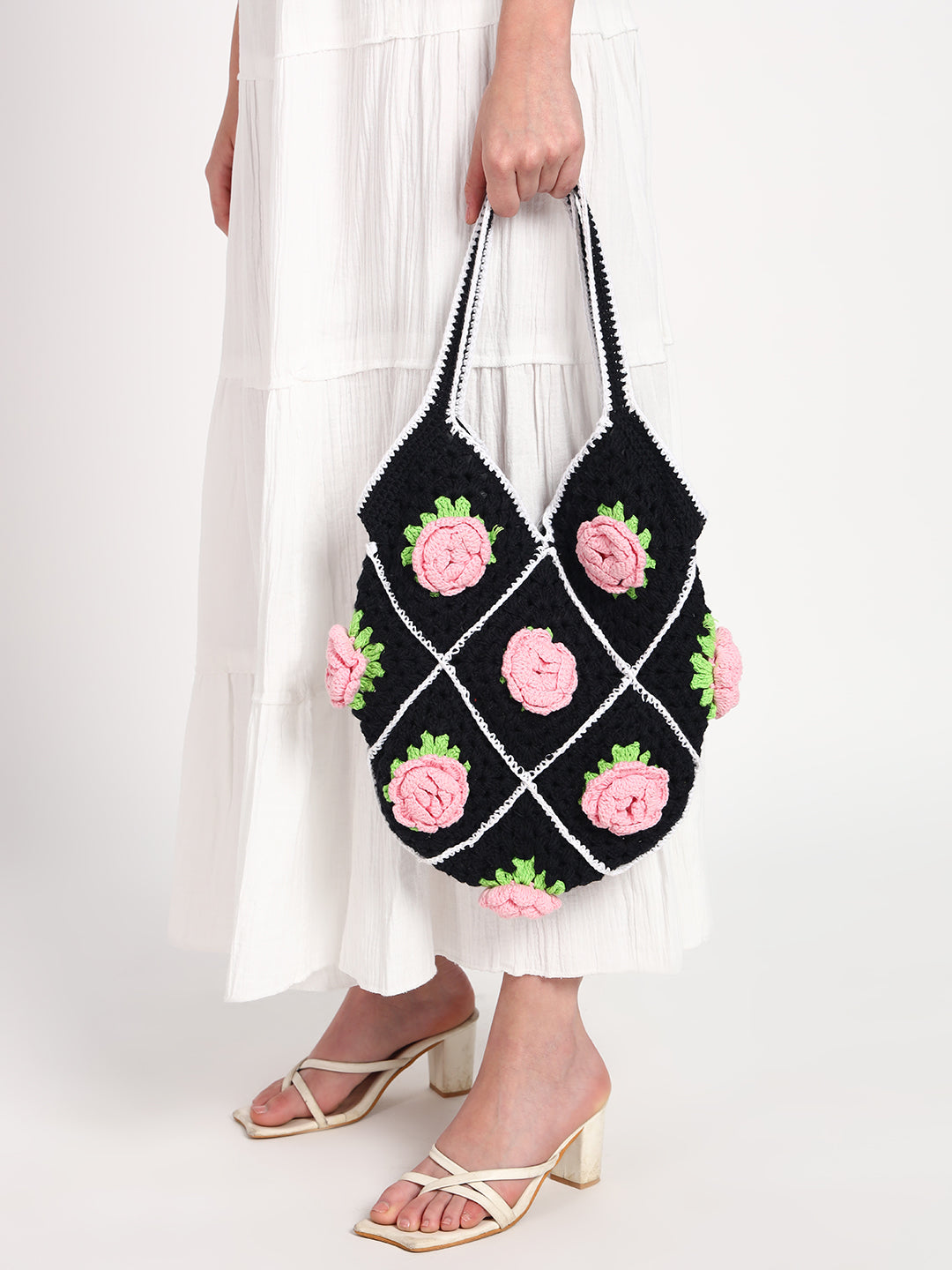 Midnight Bloom Crochet Handmade Bag