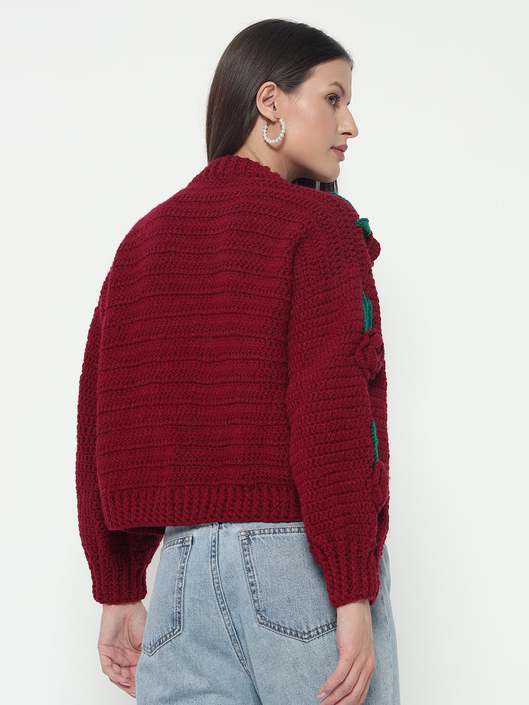 Maroon Rose Cardigan