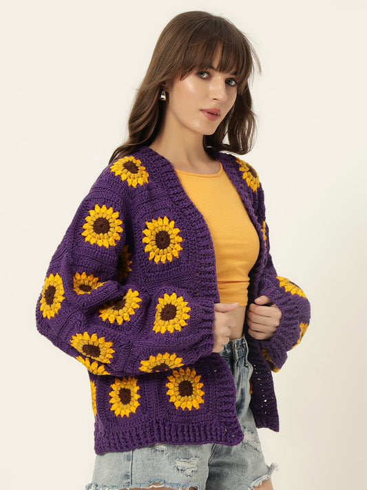 Rosemary Picnic Cardigan - Dark Purple