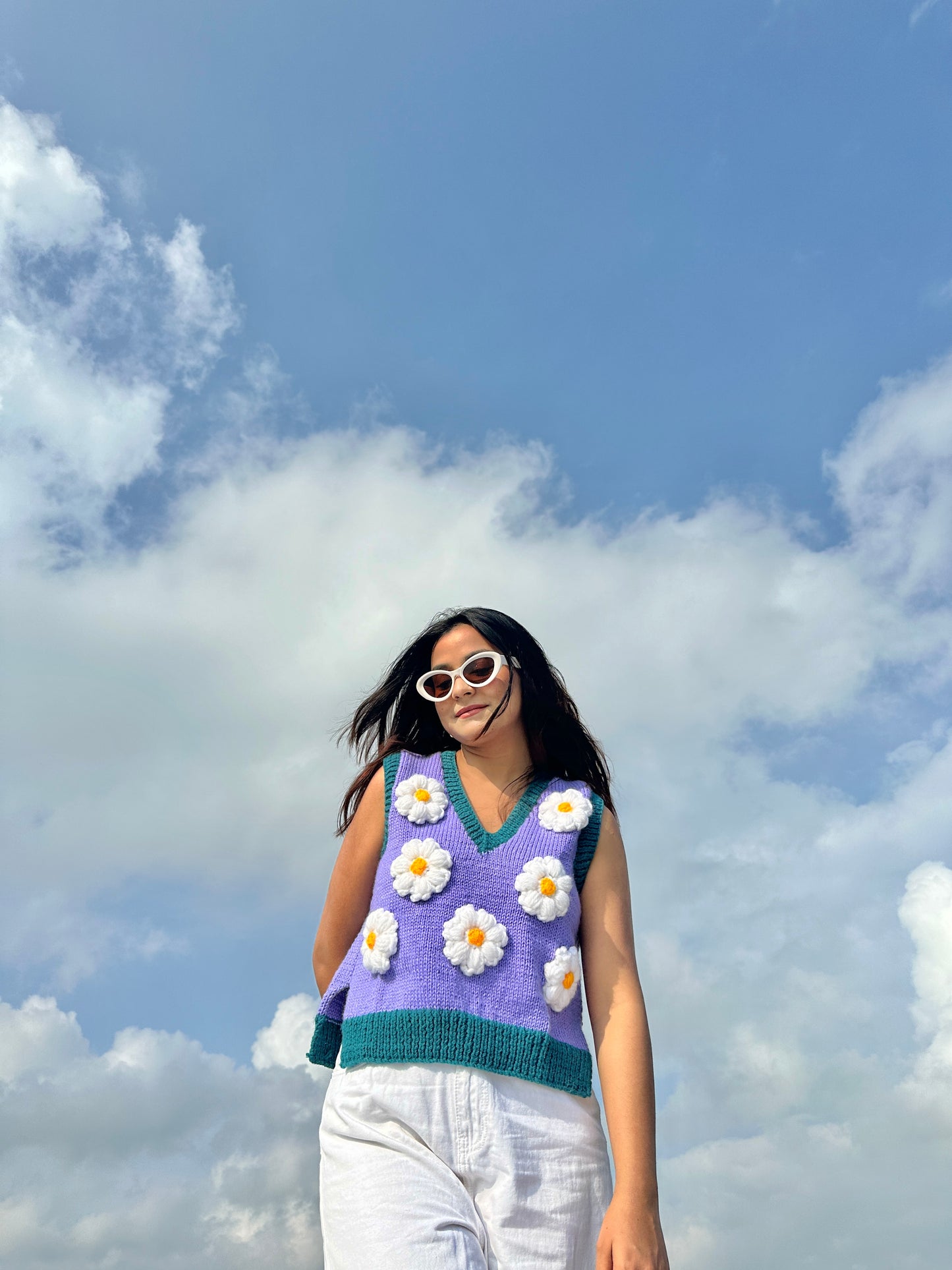 Purple Daisy Vest Coat