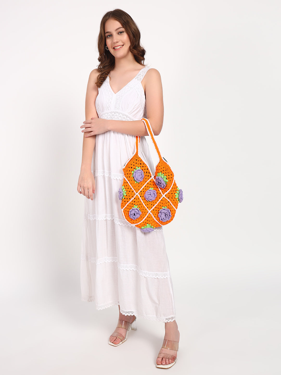 Lara Crochet Handmade Bag - OrangePurple