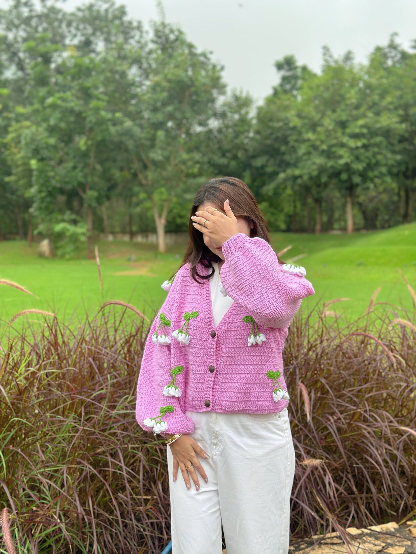 Hanging Lavender Handmade Cardigan