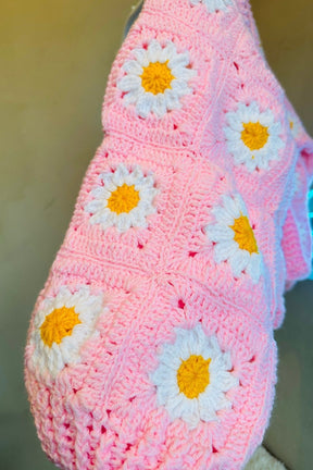 Pink picnic crochet cardigan - SUGERCANDY