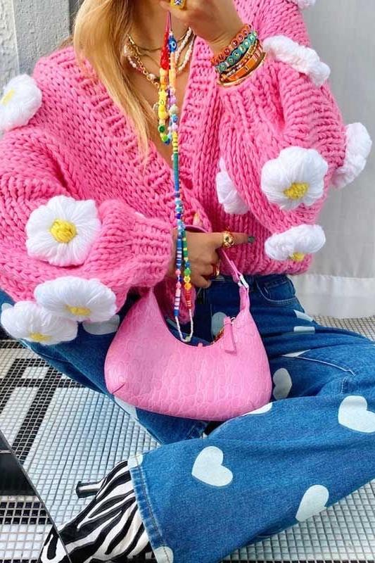Poppink daisy sweater - SUGERCANDY