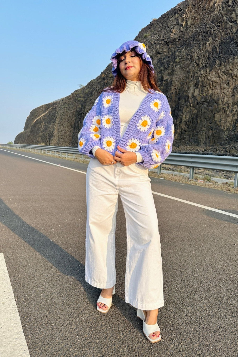 Purple picnic crochet cardigan - SUGERCANDY
