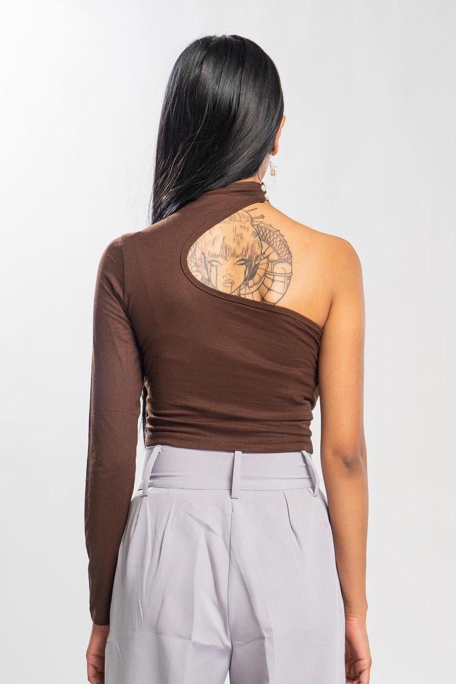 Side Brown Cutout Top - SUGERCANDY
