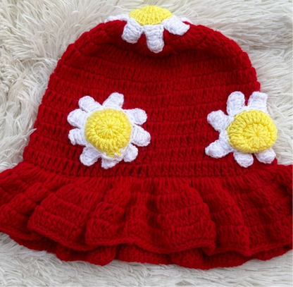 Red Daisy Beanie