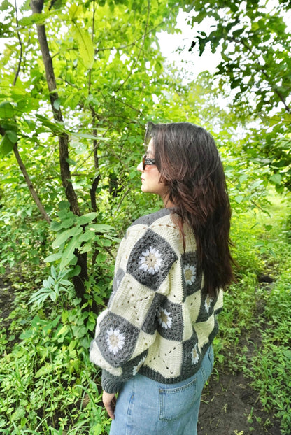 Gray Patch Daisy Cardigan