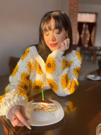 White Picnic Granny Cardigan