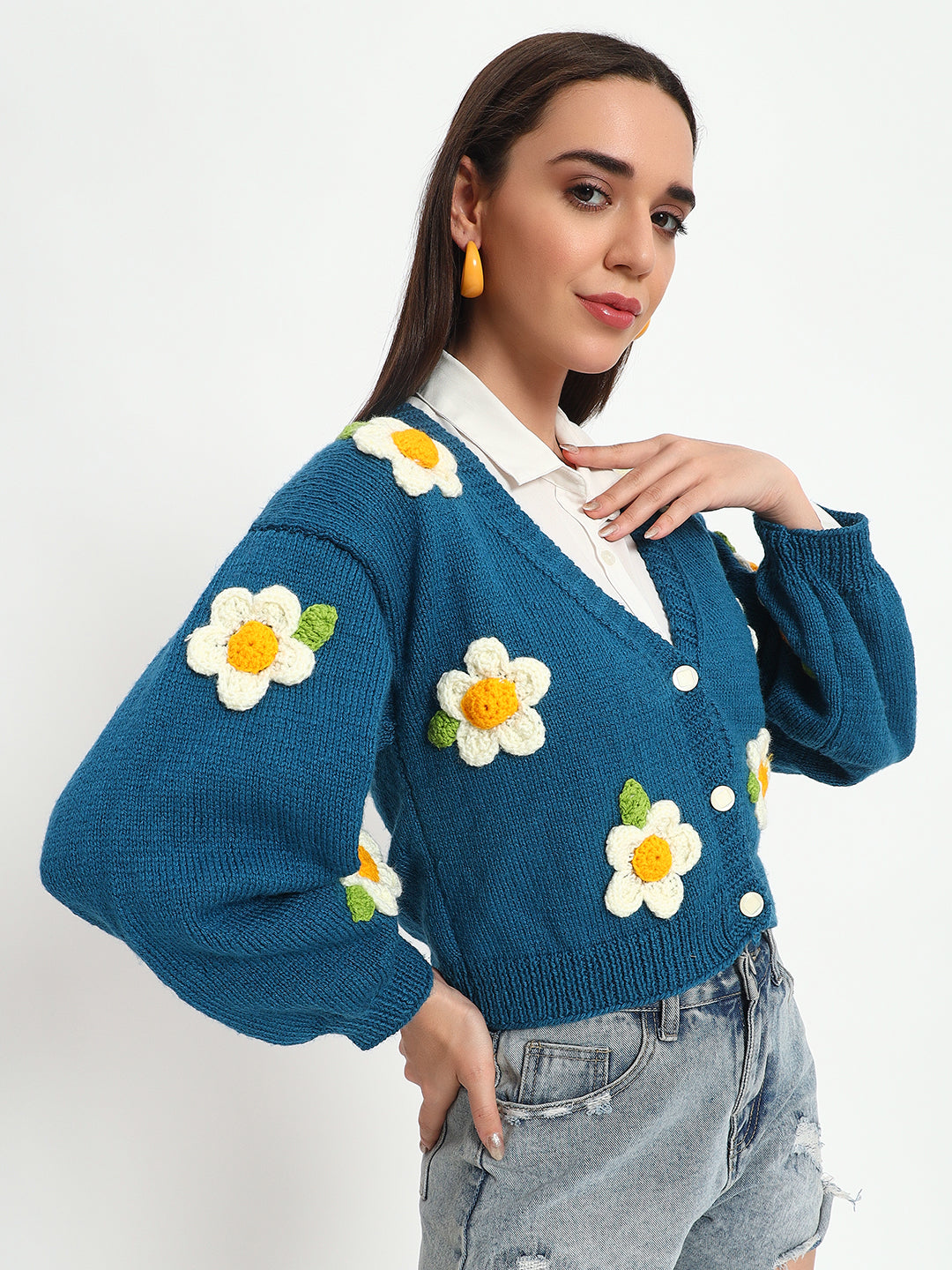 Isfahan Teal Daisy Cardigan