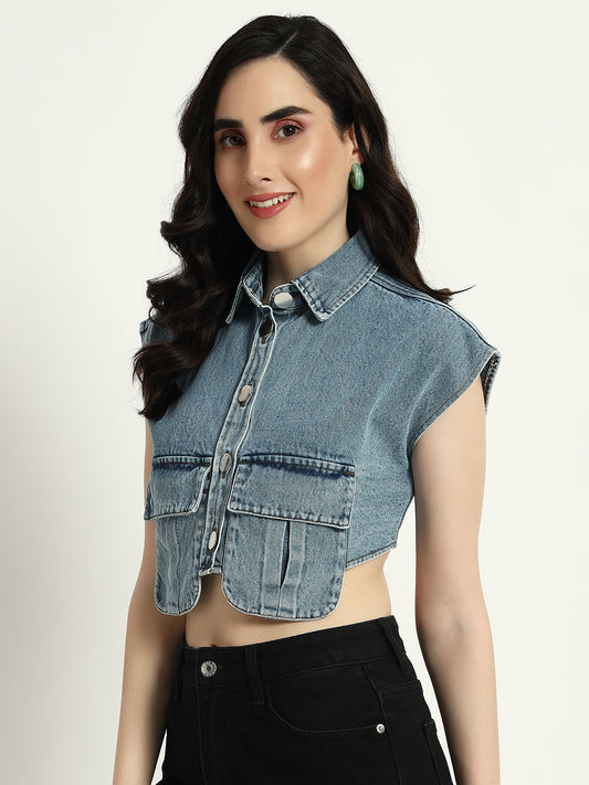 Pocket Denim Top