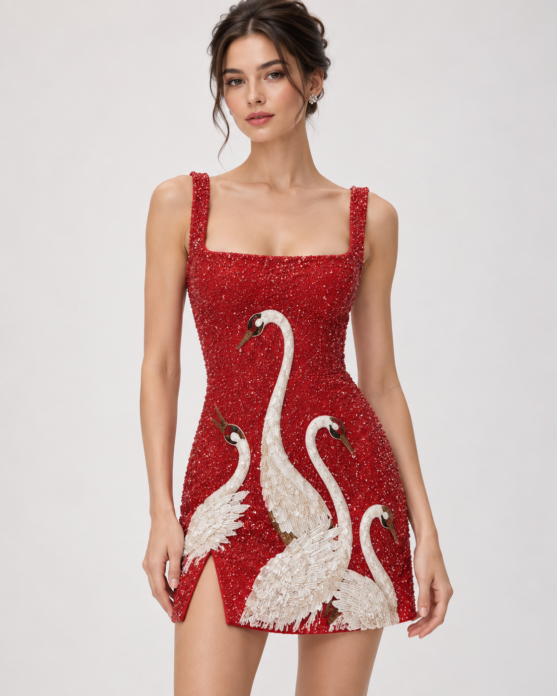 Maroon hand Beaded Dress