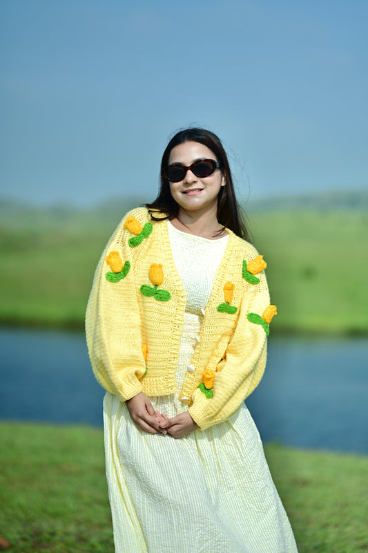 Dutch Flower Cardigan - Yellow