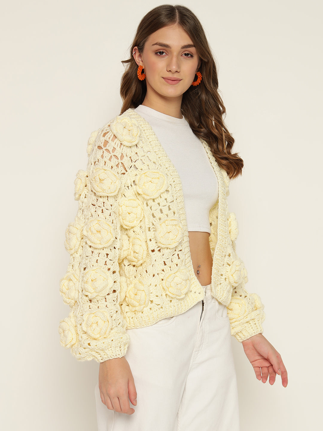 Cream chunky Rose Cardigan