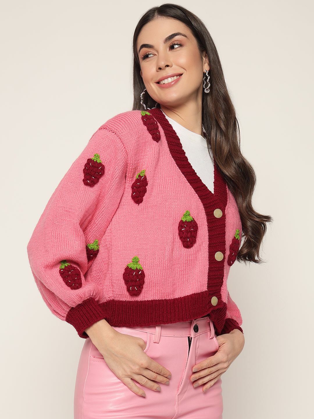 Monterey Strawberry Handmade Cardigan