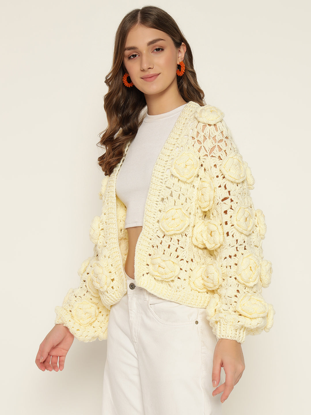 Cream chunky Rose Cardigan